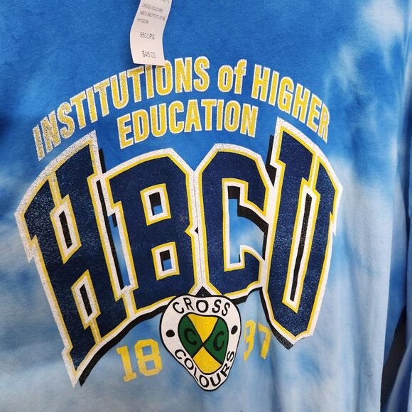 Cross Colours HBCU Long Sleeve Tie Dye T-Shirt Men's Large Blue NWT 0956 - Picture 6 of 8